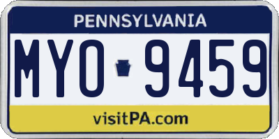 PA license plate MYO9459