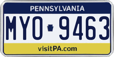 PA license plate MYO9463