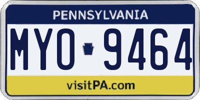 PA license plate MYO9464