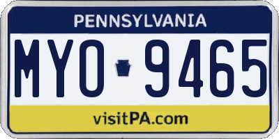 PA license plate MYO9465