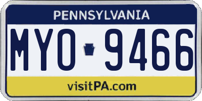 PA license plate MYO9466
