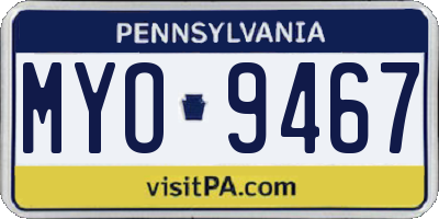 PA license plate MYO9467