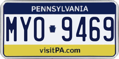 PA license plate MYO9469