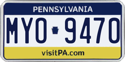 PA license plate MYO9470