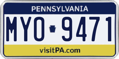 PA license plate MYO9471
