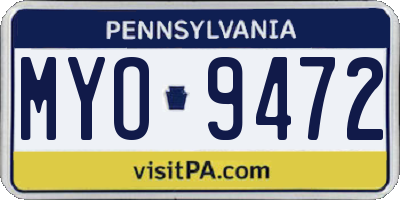 PA license plate MYO9472