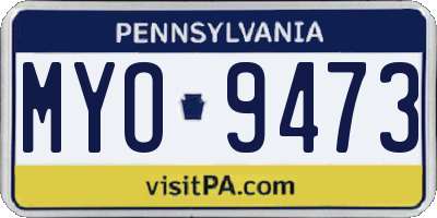 PA license plate MYO9473