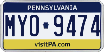 PA license plate MYO9474