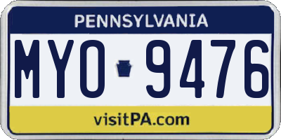 PA license plate MYO9476