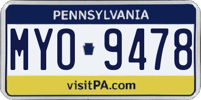 PA license plate MYO9478