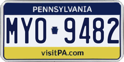 PA license plate MYO9482
