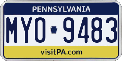 PA license plate MYO9483