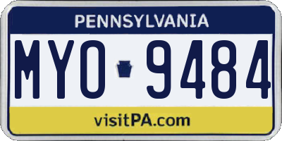 PA license plate MYO9484