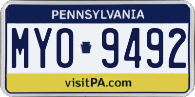 PA license plate MYO9492