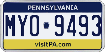 PA license plate MYO9493