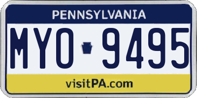 PA license plate MYO9495