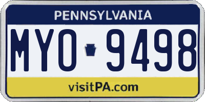 PA license plate MYO9498