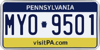 PA license plate MYO9501
