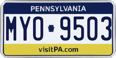 PA license plate MYO9503