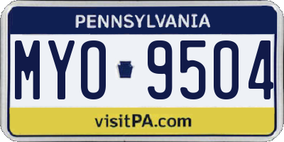 PA license plate MYO9504