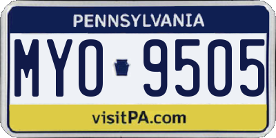 PA license plate MYO9505