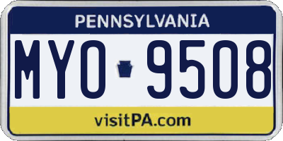 PA license plate MYO9508