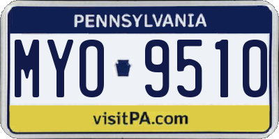 PA license plate MYO9510