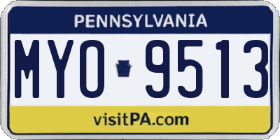 PA license plate MYO9513