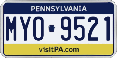 PA license plate MYO9521
