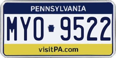 PA license plate MYO9522