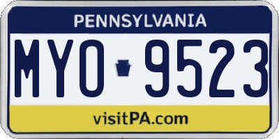 PA license plate MYO9523