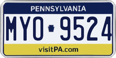 PA license plate MYO9524