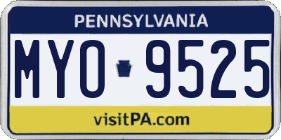 PA license plate MYO9525