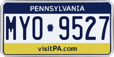 PA license plate MYO9527