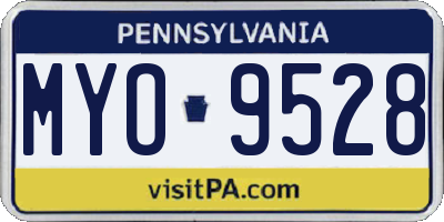 PA license plate MYO9528