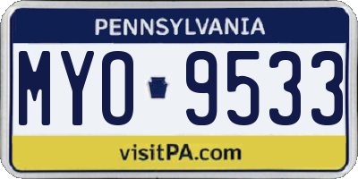 PA license plate MYO9533