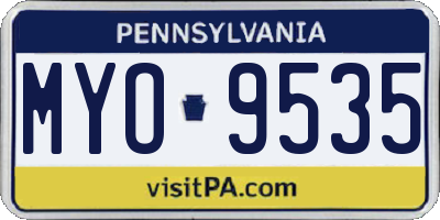 PA license plate MYO9535