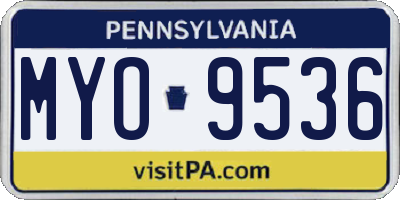 PA license plate MYO9536