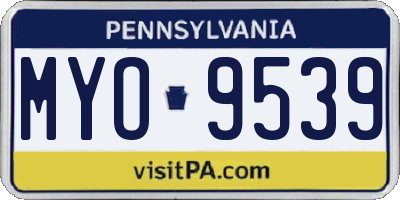 PA license plate MYO9539