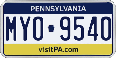PA license plate MYO9540