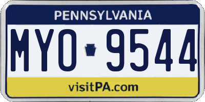 PA license plate MYO9544