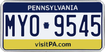 PA license plate MYO9545