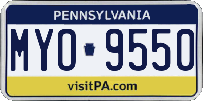 PA license plate MYO9550