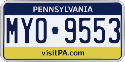 PA license plate MYO9553