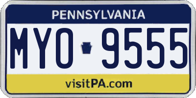 PA license plate MYO9555