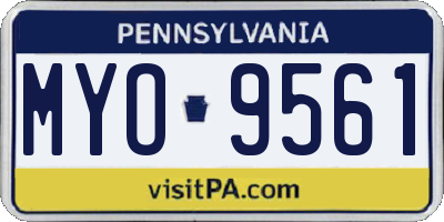PA license plate MYO9561