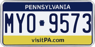 PA license plate MYO9573