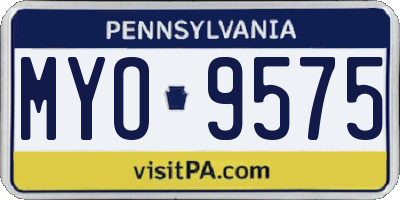 PA license plate MYO9575