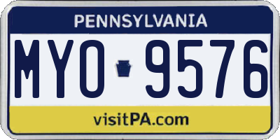 PA license plate MYO9576