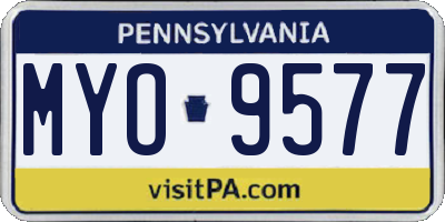 PA license plate MYO9577